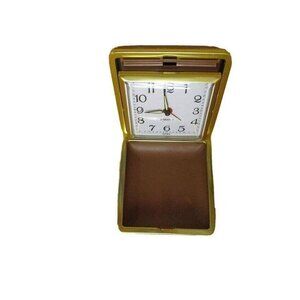 Vintage Equity Gold Vintage Travel Alarm with Built In Case Watch